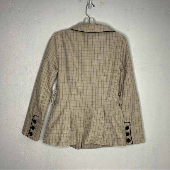 Soia & Kyo Plaid Cream Large Button Jacket S - Picture 2 of 8